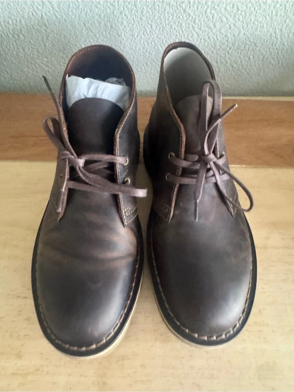 CLARKS Men's Leather shepton Boots In beeswax brown size 7.5